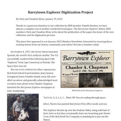 Blog Post: Barrytown Explorer Digitization Project