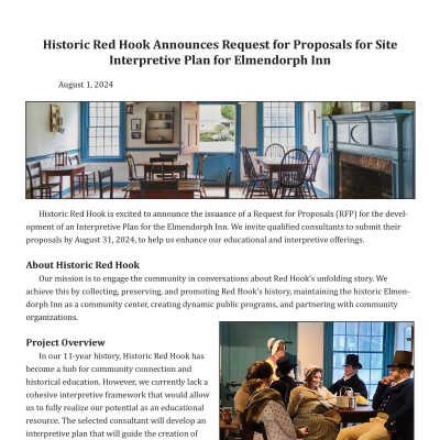 Blog Post: Historic Red Hook Announces Request for Proposals for Site Interpretive Plan for Elmendorph Inn