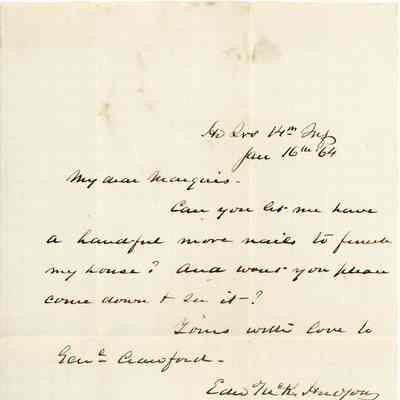 Letter from Capt. Livingston to "Marquis?" 1864