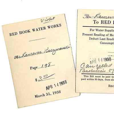 Village Water Works Receipt - 1938