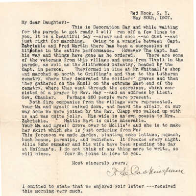 Bertha A. Cookingham Letter, 1907