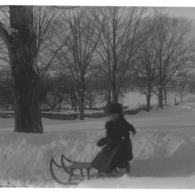 Marion Teator with sled
