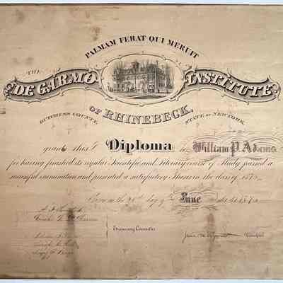 William Platt Adams Diploma from the DeGarmo Institute