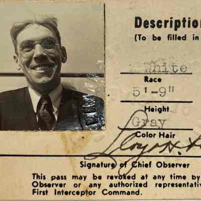 Army Observer Identification card of Ray Graffing