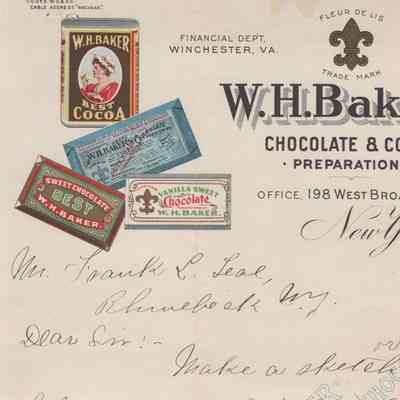 W.H. Baker's Chocolate Factory letter, 1902