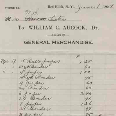 William C. Aucock Teator Receipt 1927