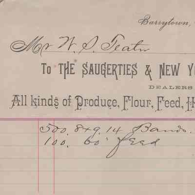 The Saugerties & New York Steamboat Co., Invoice 1896