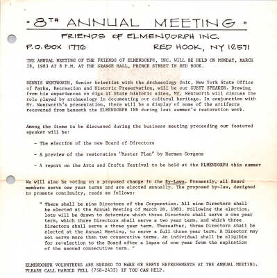 FOE Annual Meeting Notice, 1983