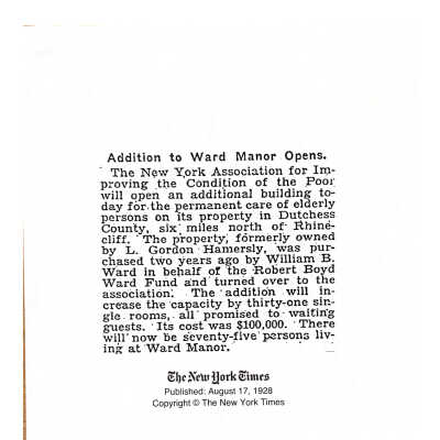 Addition to Ward Manor Opens