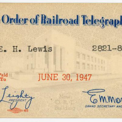 Railroad Telegrapher Card, E.H. Lewis