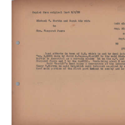 Deed, Michael S. and Sarah Martin to Mrs. Margaret Faure, 1851