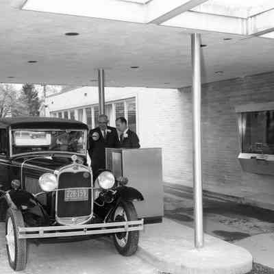 First National Bank opening, first depositor, 1960