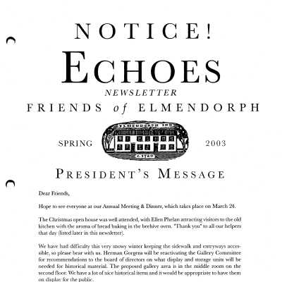 Elmendorph Echoes, Spring 2003