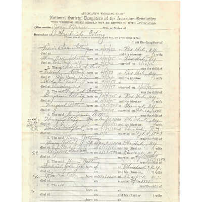 Jean Cotting DAR application