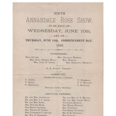 Annandale Rose Show brochure, 1896