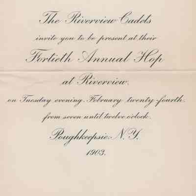 Invitation to The Riverview Cadets 40th Annual Hop, 1903