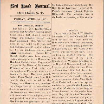 Mrs. Jacob W.Elseffer Obituary Article