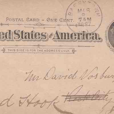 D. H. Vosburgh Postcard, 1897