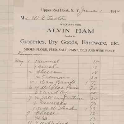 W. S. Teator Receipts, Alvin Ham, 1914, 1914