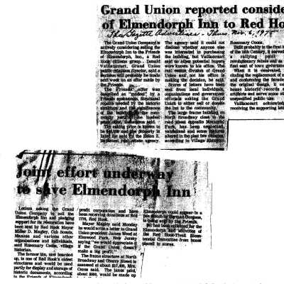 Clippings, Elmendorph Inn Acquisition, 1975-1977