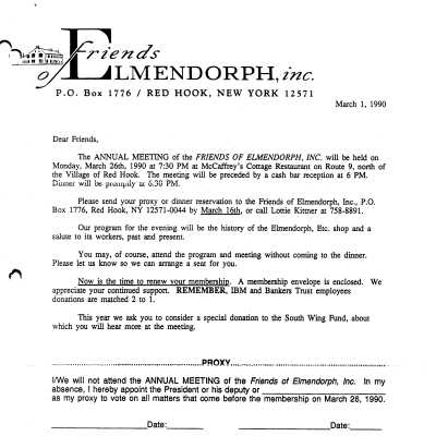 FOE Annual Meeting letter, 1990