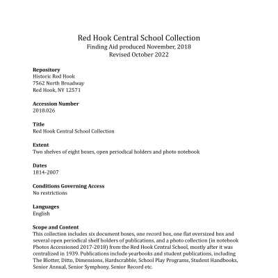 Red Hook Schools Collection - Finding Aid
