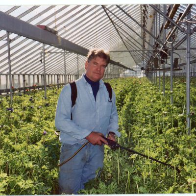 Fred Battenfeld watering plants