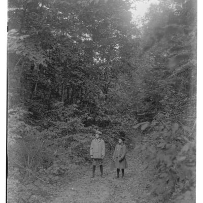 Roscoe & Marion Teator walking in the woods