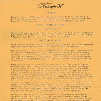 Dutchess County's Artscape '86 Flyer