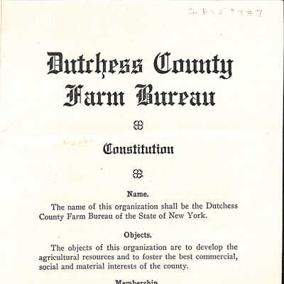 Dutchess County Farm Bureau Constitution, date unknown