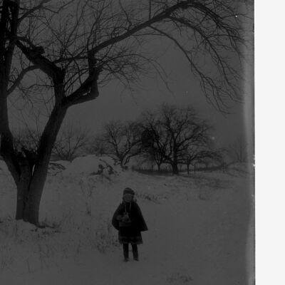 Marion Teator in the snow at the turn
