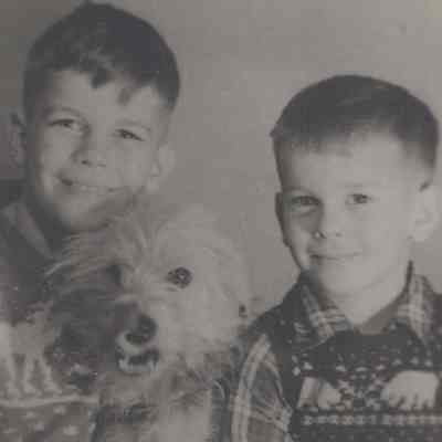 Allen Fraleigh Roberts & John Curtis Roberts with Sandy the dog