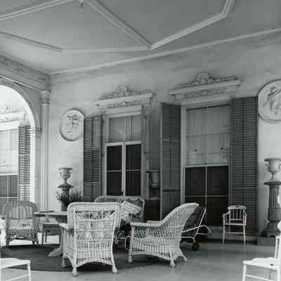 Montgomery Place - North porch, ceiling view - 1966