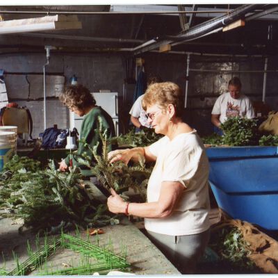 Battenfeld employees making wreaths