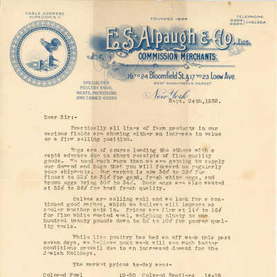 Letter to Irving P. Fraleigh from E. S. Alpaugh & Co, 1932