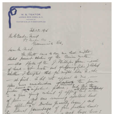 Letter to Mr. Gordon Mead from Mr. W.S. Teator (1), 1916