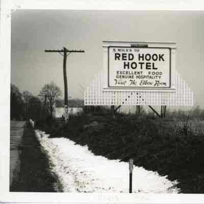 Red Hook Hotel road sign, 1946