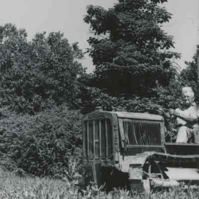 Gordon Mead on Caterpillar tractor