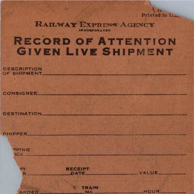 Record of Attention Given to Live Shipment