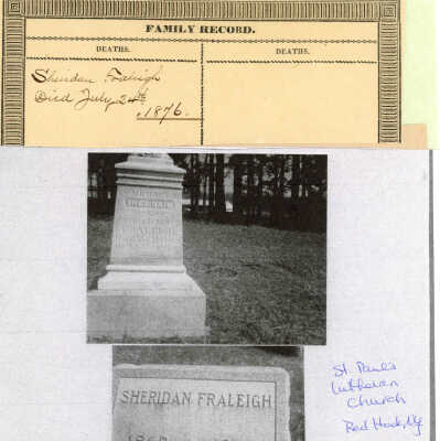 Sheridan Fraleigh record and gravestone image