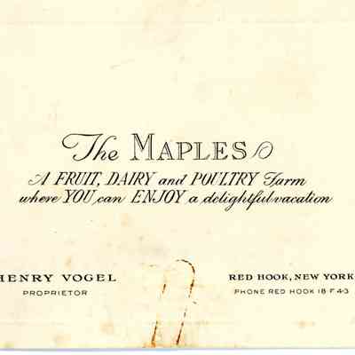 Business Card, Henry Vogel's farm "The Maples"