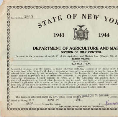 Dairy License Certificates for Robert Teator