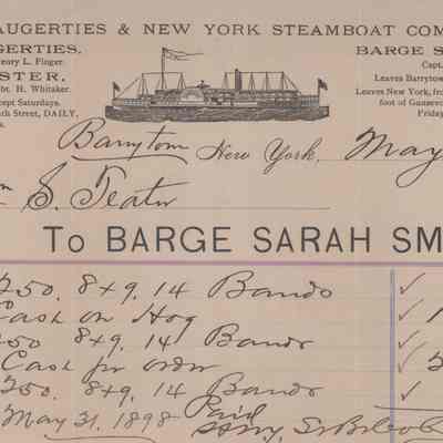 Receipts from Barge "Sarah Smith," 1898