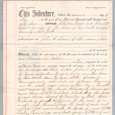 Deed, Electrus Teats & Elizabeth Teats to John E. Losee, 1864