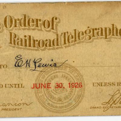 Railroad Telegrapher Card, E.H. Lewis