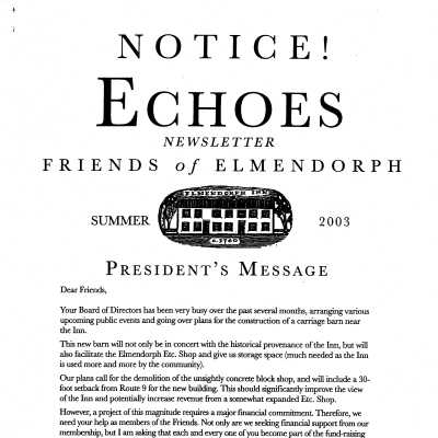 Elmendorph Echoes, Spring 2003