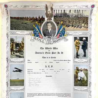 World War I Honor Roll certificate