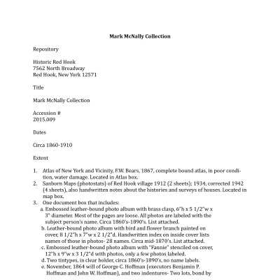Additional McNally Items - Finding Aid