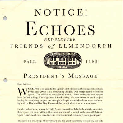 FOE Newsletter Echoes, Fall 1998