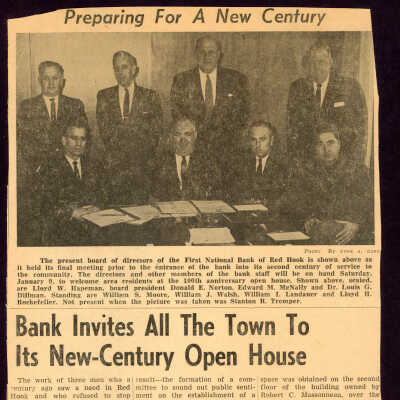 Bank Open House clipping with Bank History